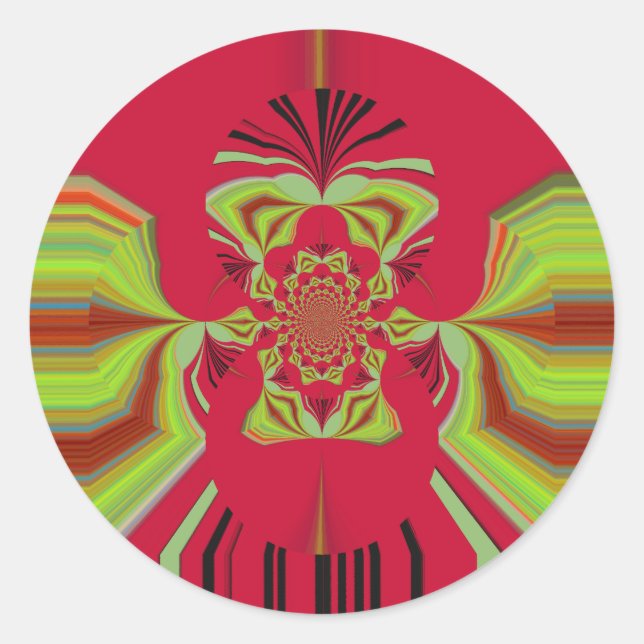 Beautiful Amazing African Red yellow Motif Pattern Classic Round Sticker (Front)