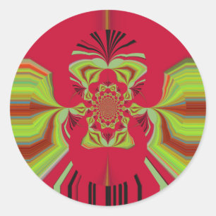 Beautiful Amazing African Red yellow Motif Pattern Classic Round Sticker