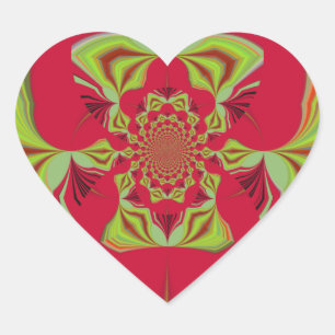 Beautiful Amazing African Red yellow Motif Pattern Heart Sticker