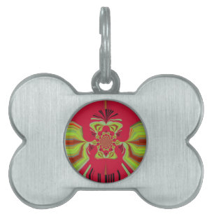 Beautiful Amazing African Red yellow Motif Pattern Pet Name Tag