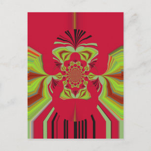 Beautiful Amazing African Red yellow Motif Pattern Postcard
