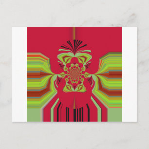 Beautiful Amazing African Red yellow Motif Pattern Postcard