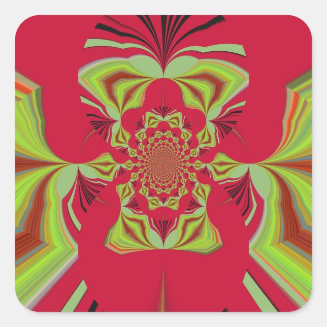 Beautiful Amazing African Red yellow Motif Pattern Square Sticker (Front)