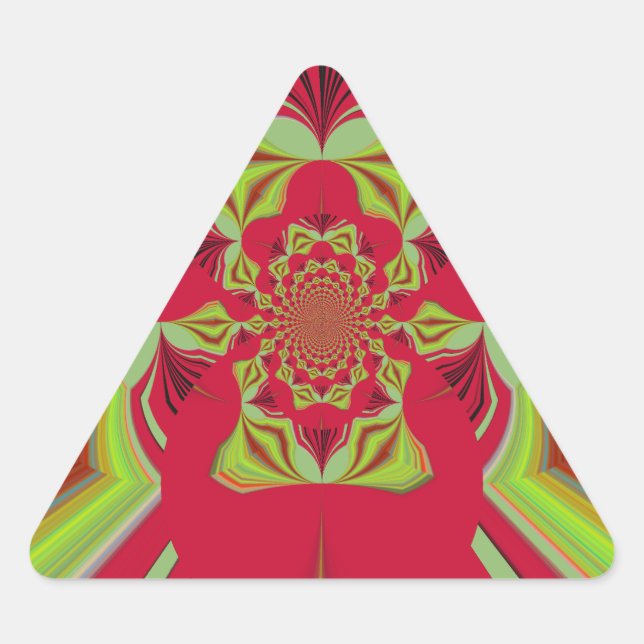 Beautiful Amazing African Red yellow Motif Pattern Triangle Sticker (Front)
