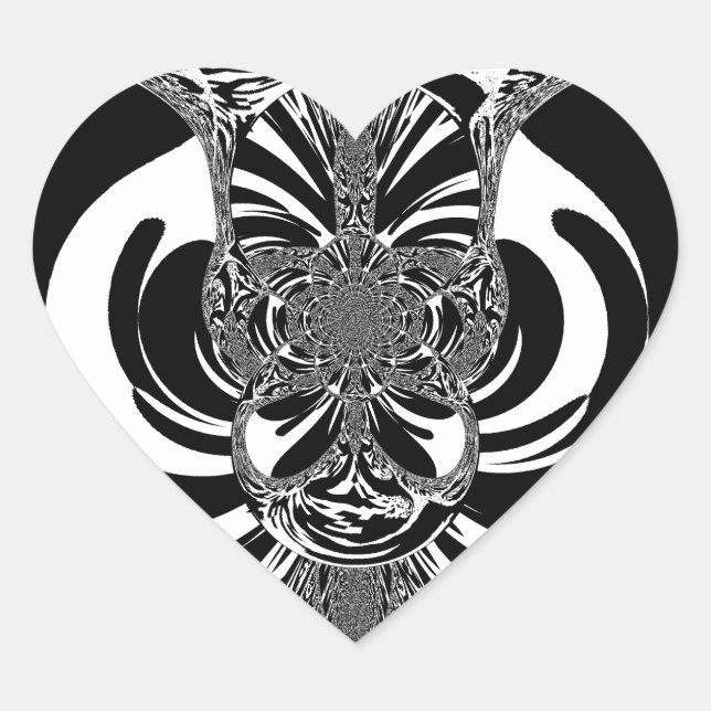  Beautiful amazing African white black Print art Heart Sticker (Front)