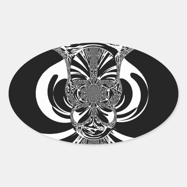  Beautiful amazing African white black Print art Oval Sticker (Front)