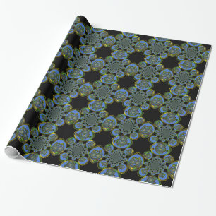 Beautiful amazing blue yellow wrapping paper