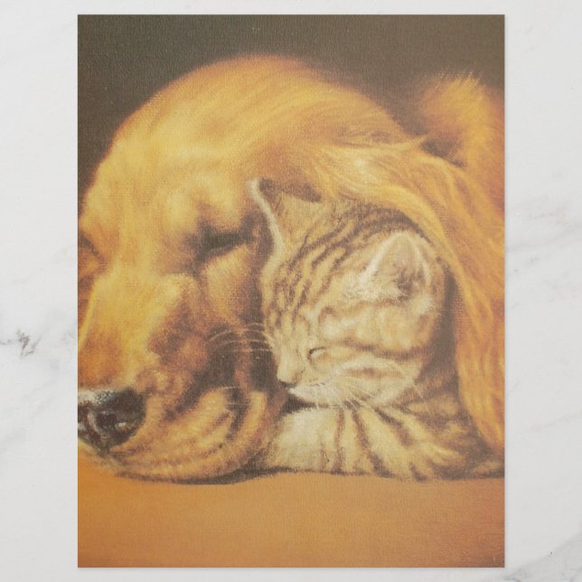 Beautiful Amazing Cat and Dog Cuddling Art Print (Front)