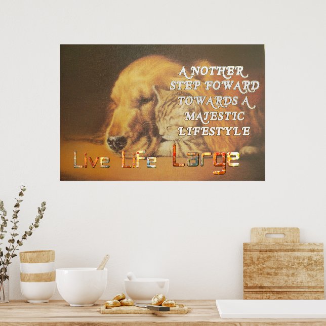 Beautiful Amazing Cat and Dog Cuddling Art Print (Kitchen)
