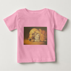 Beautiful Amazing Cat and Dog Cuddling Art Print Baby T-Shirt