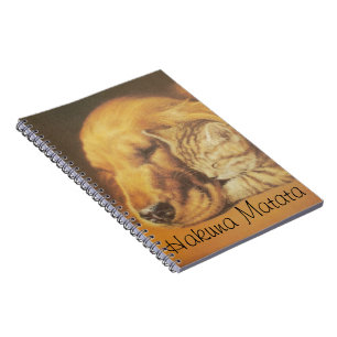 Beautiful Amazing Cat and Dog Cuddling Art Print Notebook