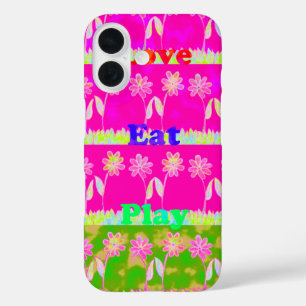 Beautiful amazing colourful Flora text quote desig iPhone 16 Case