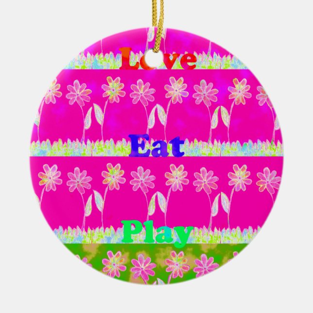 Beautiful amazing colourful Flora text quote desig Ceramic Ornament (Front)
