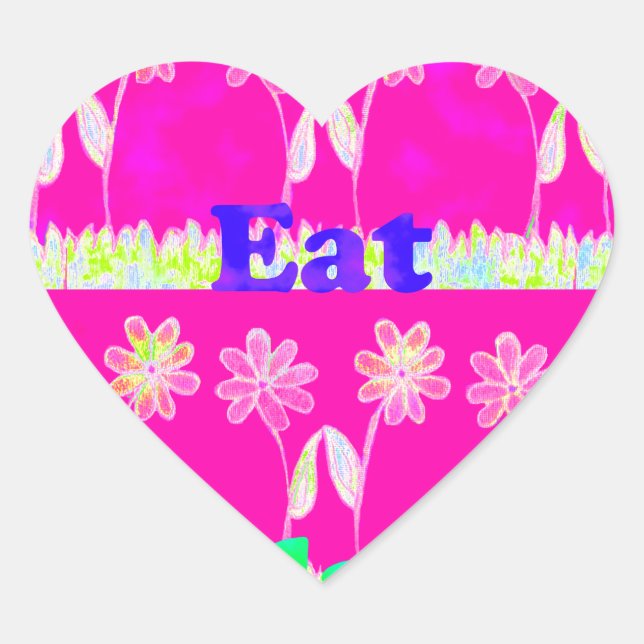 Beautiful amazing colourful Flora text quote desig Heart Sticker (Front)