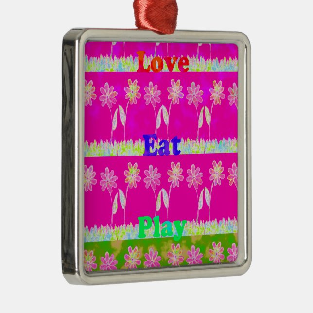 Beautiful amazing colourful Flora text quote desig Metal Ornament (Right)