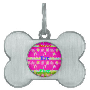 Beautiful amazing colourful Flora text quote desig Pet ID Tag