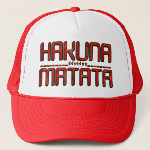 Beautiful Amazing Embossed Red Hakuna Matata Text  Trucker Hat