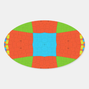 Beautiful amazing European colourful ethnic Vector Oval Sticker
