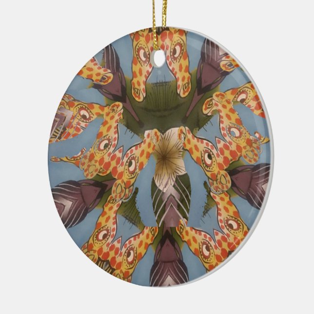 Beautiful amazing Funny African Giraffe pattern de Ceramic Ornament (Left)