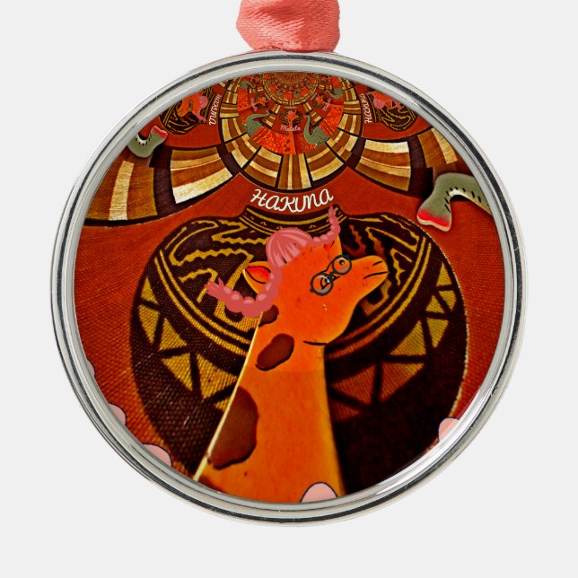 Beautiful Amazing Giraffe  love safari animals  Metal Ornament (Front)