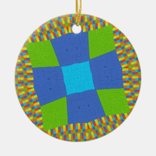 Beautiful Amazing Green Blue Cyan Art Print Design Ceramic Ornament