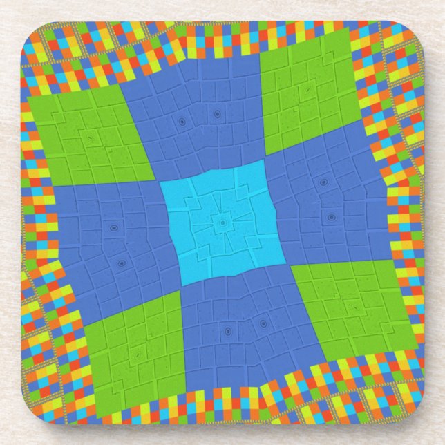 Beautiful Amazing Green Blue Cyan Art Print Design Coaster (Front)