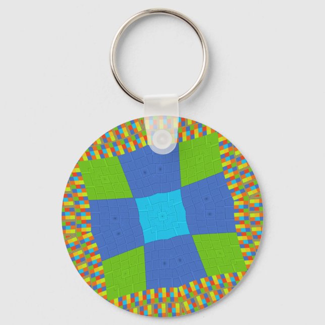 Beautiful Amazing Green Blue Cyan Art Print Design Keychain (Front)