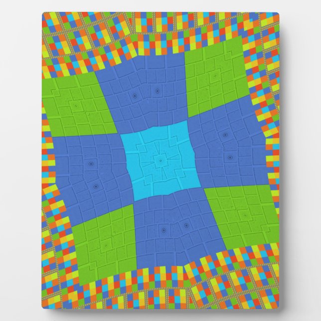 Beautiful Amazing Green Blue Cyan Art Print Design Plaque (Front)