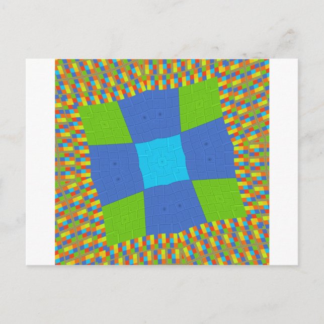 Beautiful Amazing Green Blue Cyan Art Print Design Postcard (Front)