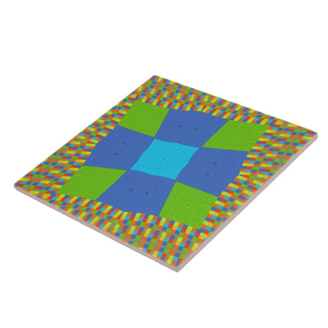 Beautiful Amazing Green Blue Cyan Art Print Design Tile (Side)