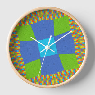 Beautiful Amazing Green Blue Cyan Art Print Design Wall Clock