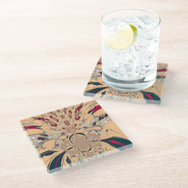 Beautiful amazing highest quality print design art glass coaster (Angled)