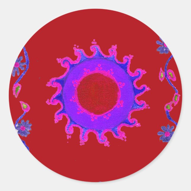 Beautiful Amazing Indian Motif Mehndi Maroon Art.  Sticker (Front)