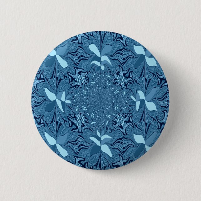 Beautiful Amazing Iridescent Blue Kaleidoscope Art 2 Inch Round Button (Front)