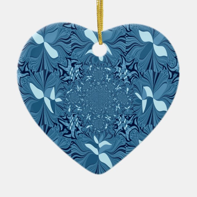 Beautiful Amazing Iridescent Blue Kaleidoscope Art Ceramic Ornament (Front)