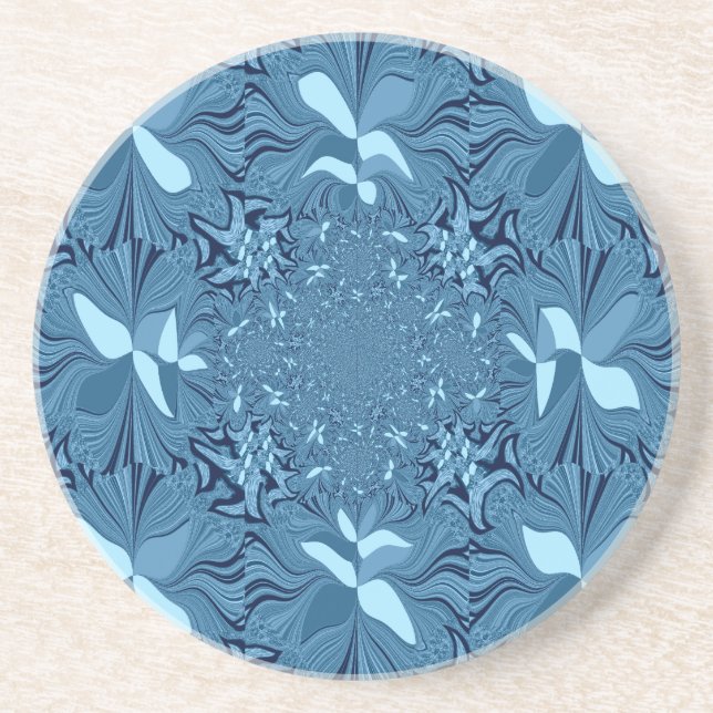 Beautiful Amazing Iridescent Blue Kaleidoscope Art Coaster (Front)