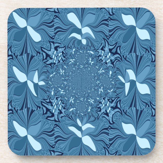 Beautiful Amazing Iridescent Blue Kaleidoscope Art Coaster (Front)