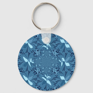 Beautiful Amazing Iridescent Blue Kaleidoscope Art Keychain