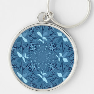 Beautiful Amazing Iridescent Blue Kaleidoscope Art Keychain