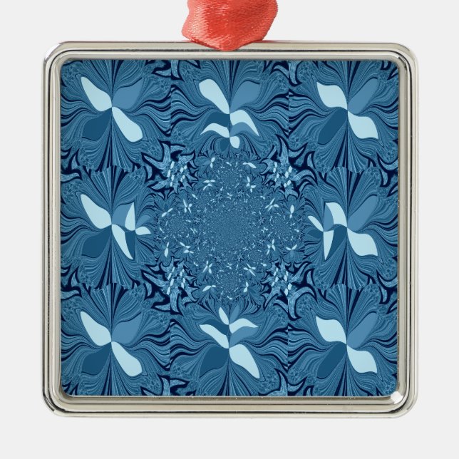 Beautiful Amazing Iridescent Blue Kaleidoscope Art Metal Ornament (Front)