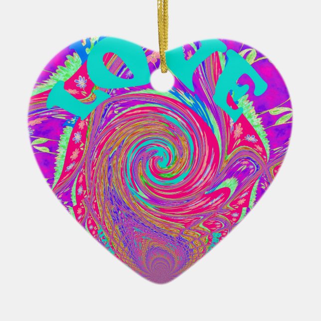 Beautiful Amazing Love Whirl Text Art Print Design Ceramic Ornament (Front)