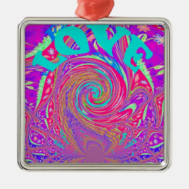 Beautiful Amazing Love Whirl Text Art Print Design Metal Ornament (Front)