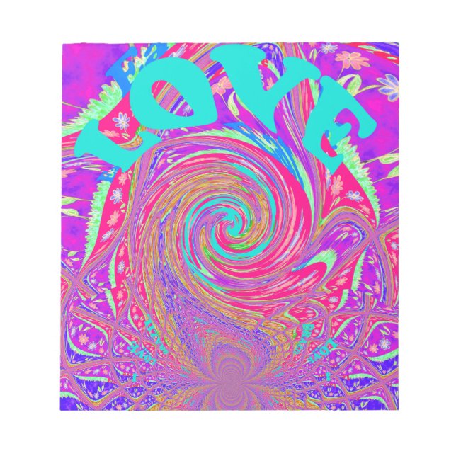 Beautiful Amazing Love Whirl Text Art Print Design Notepad (Front)