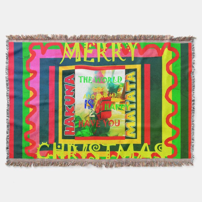 Beautiful amazing Merry Christmas Kids Art Design Throw Blanket (Front)