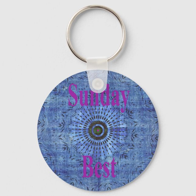 Beautiful Amazing Modern Denim Design: Sunday Best Keychain (Front)