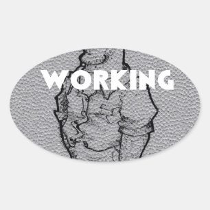 Beautiful Amazing Pencil Sketch: Working Overtime Oval Sticker