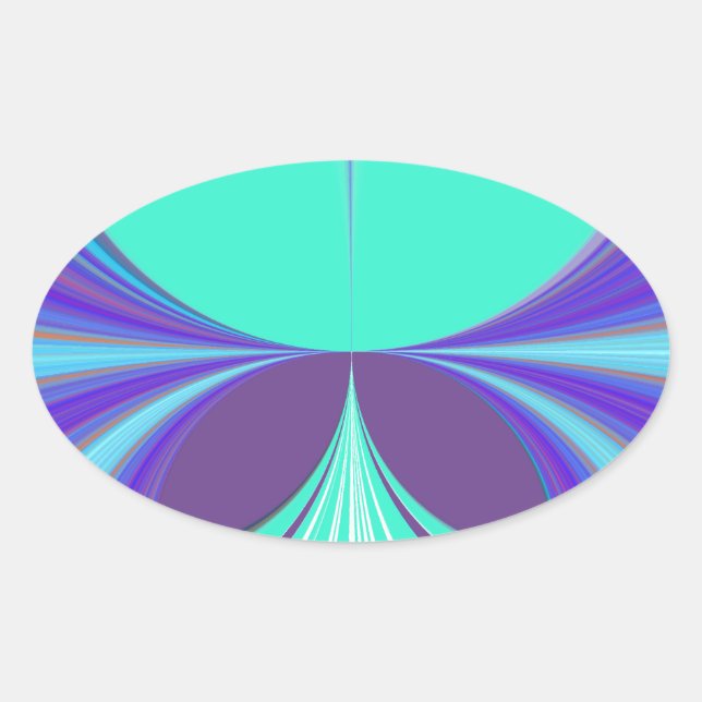 Beautiful amazing Purple Cyan motif Pattern Design Oval Sticker (Front)