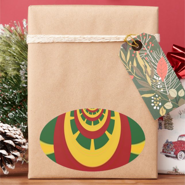 Beautiful Amazing Rasta Colours Art Print Oval Sticker (Holiday)