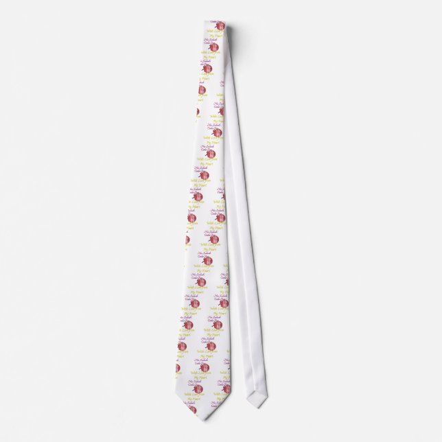 Beautiful Amazing Red Cricket Ball Design. Tie (Front)