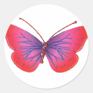 Beautiful Amazing red pink and purple butterfly Classic Round Sticker